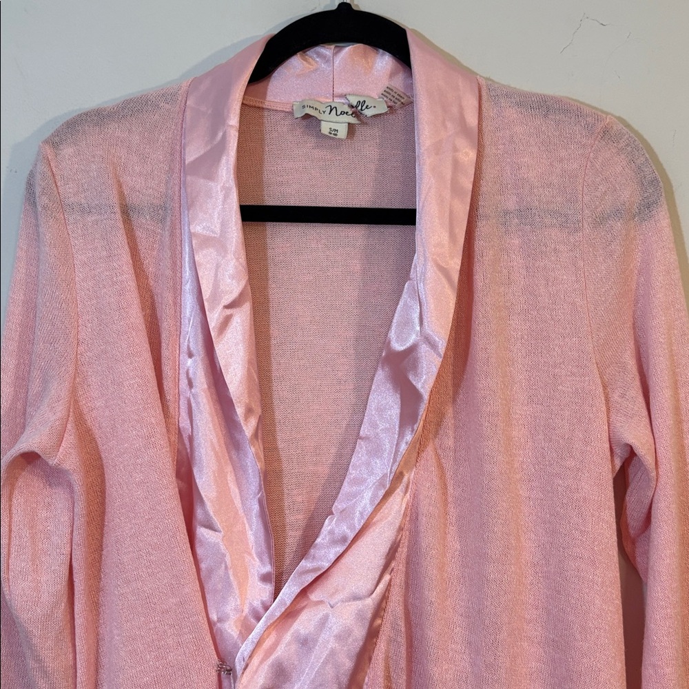 Dainty Baby Pink Satin Trim Cardigan - Brand Sample, Likely One of a Kind 🩷